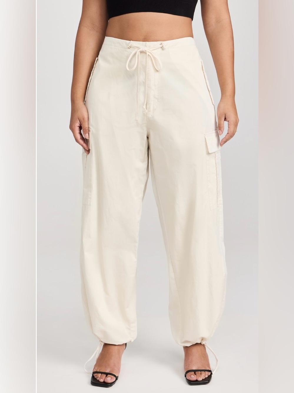 Good American Cream Parachute Cargo Pants Plus Size 5